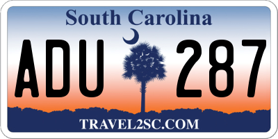 SC license plate ADU287