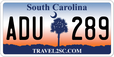 SC license plate ADU289