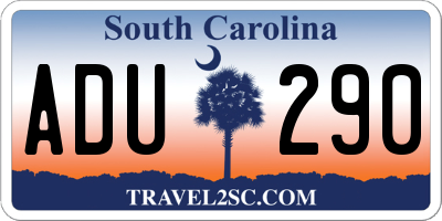 SC license plate ADU290