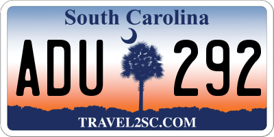 SC license plate ADU292