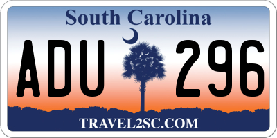 SC license plate ADU296