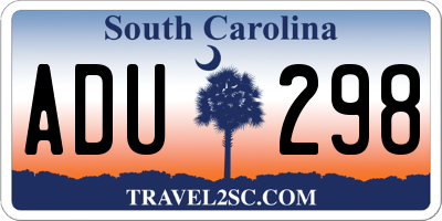 SC license plate ADU298
