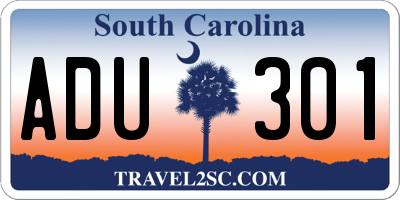 SC license plate ADU301