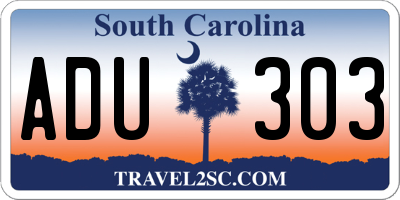 SC license plate ADU303