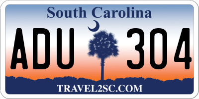 SC license plate ADU304