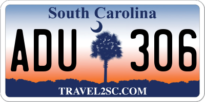 SC license plate ADU306