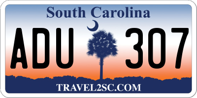 SC license plate ADU307