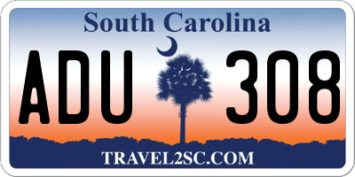 SC license plate ADU308