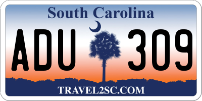 SC license plate ADU309