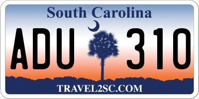 SC license plate ADU310