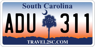 SC license plate ADU311