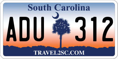 SC license plate ADU312