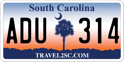 SC license plate ADU314
