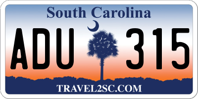 SC license plate ADU315
