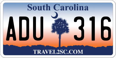 SC license plate ADU316