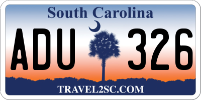 SC license plate ADU326