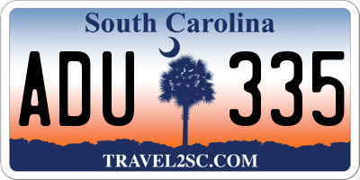 SC license plate ADU335