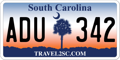 SC license plate ADU342