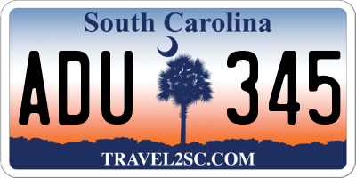 SC license plate ADU345