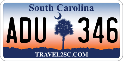 SC license plate ADU346