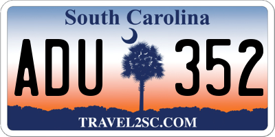 SC license plate ADU352