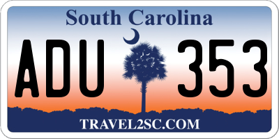 SC license plate ADU353
