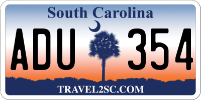 SC license plate ADU354