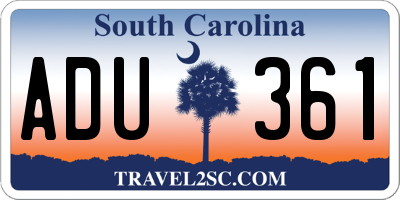 SC license plate ADU361