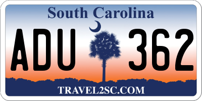 SC license plate ADU362