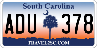 SC license plate ADU378