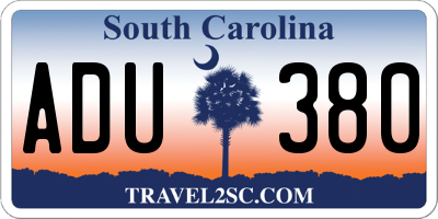 SC license plate ADU380