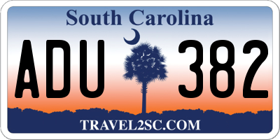 SC license plate ADU382