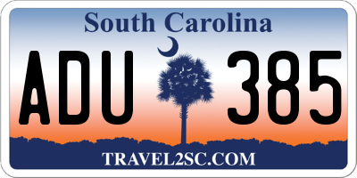 SC license plate ADU385