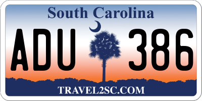 SC license plate ADU386