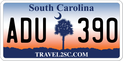 SC license plate ADU390