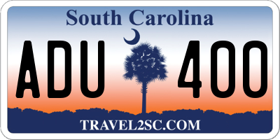 SC license plate ADU400