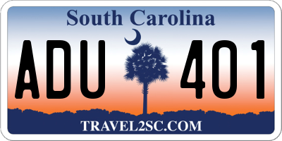 SC license plate ADU401