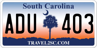SC license plate ADU403