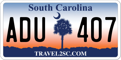 SC license plate ADU407