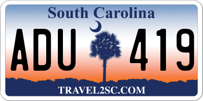 SC license plate ADU419