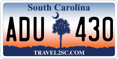 SC license plate ADU430