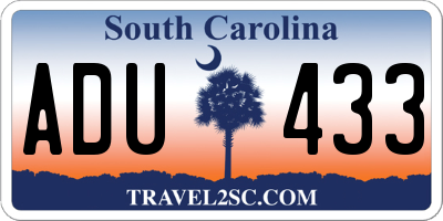 SC license plate ADU433