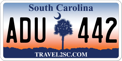 SC license plate ADU442