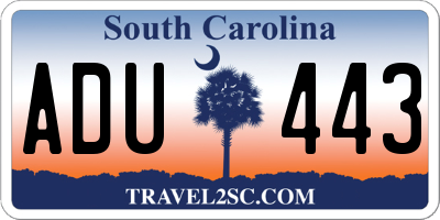 SC license plate ADU443