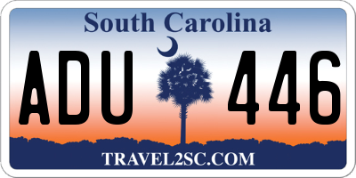 SC license plate ADU446