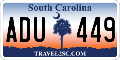 SC license plate ADU449