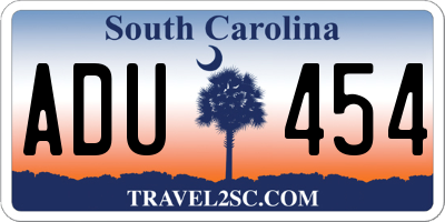 SC license plate ADU454