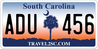 SC license plate ADU456