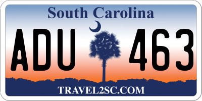 SC license plate ADU463