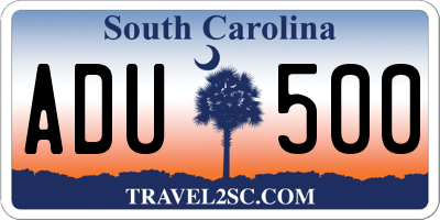 SC license plate ADU500